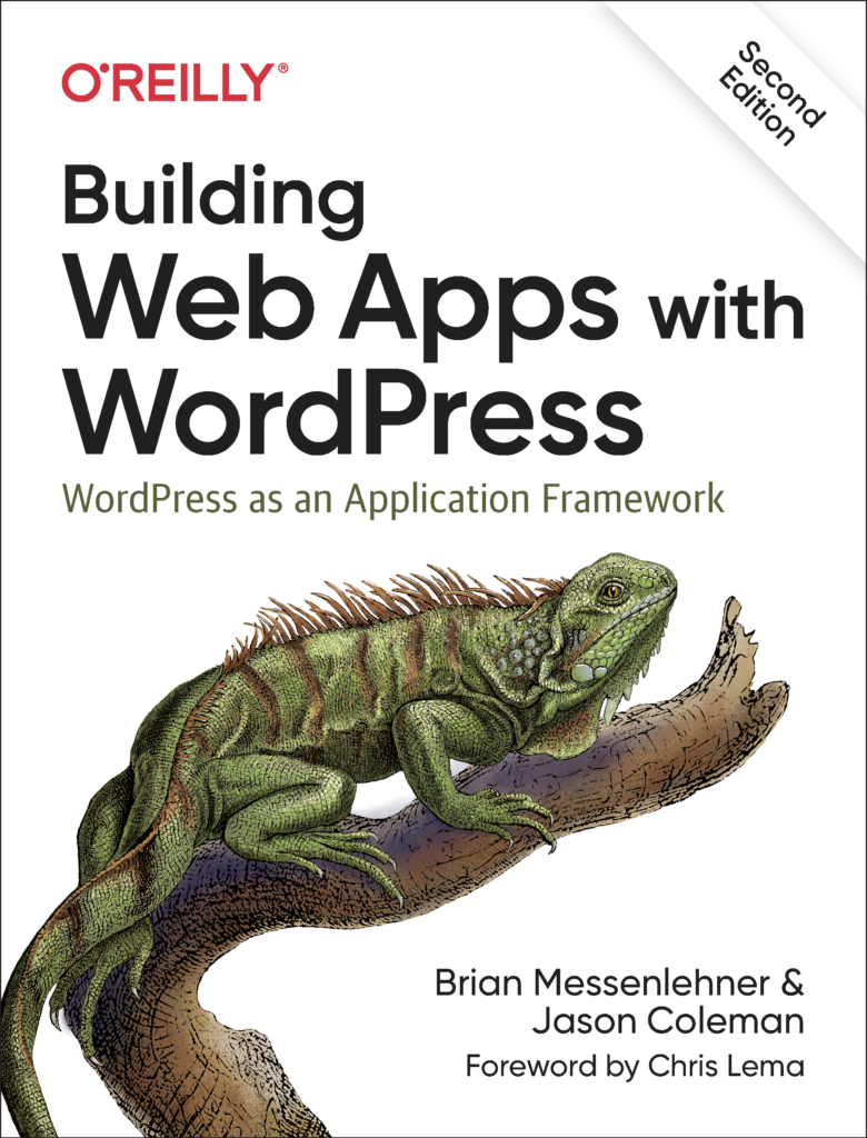 Cover of the O'Reilly book Building Web Apps with WordPress