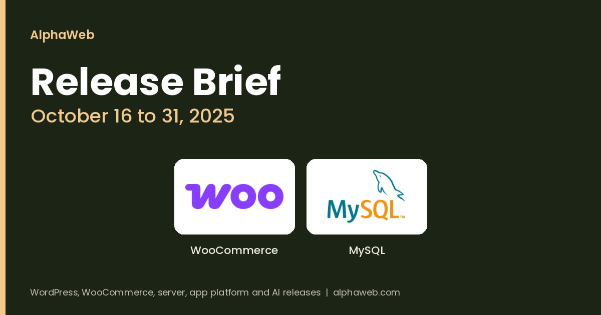 WooCommerce 10.3 and the MySQL October 2025 Security Update: Release Brief, October 16 to 31, 2025