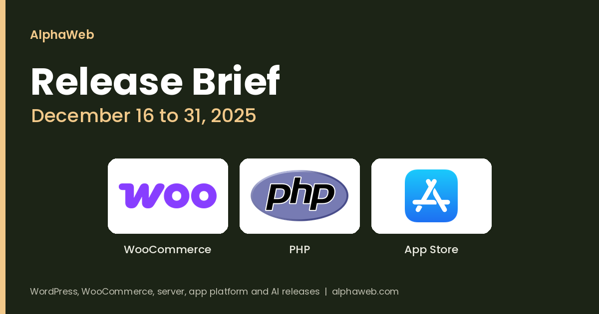 WooCommerce 10.4.3, PHP 8.5.1 Security Fixes and PHP 8.1 End of Life: Release Brief, December 16 to 31, 2025