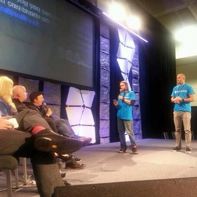 Brian Messenlehner and Scott Bolinger on stage at Macworld 2014