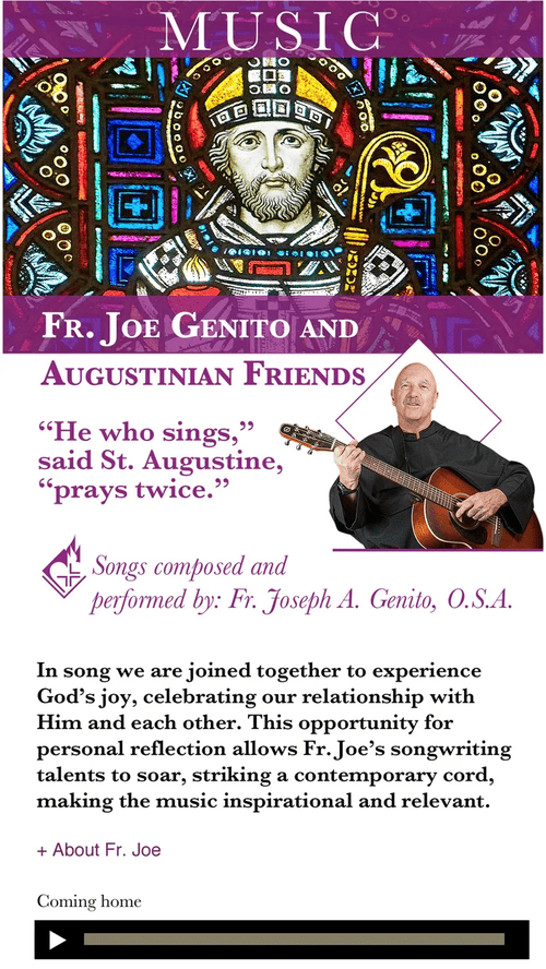 Augustinian Journey app music screen