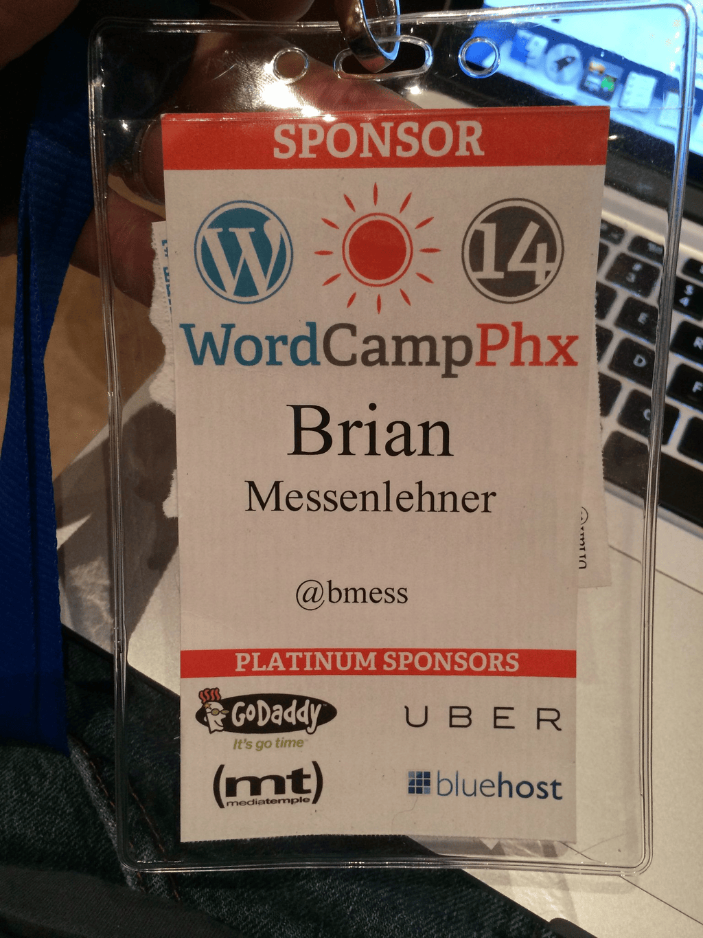 Brian Messenlehner's WordCamp Phoenix 2014 sponsor badge