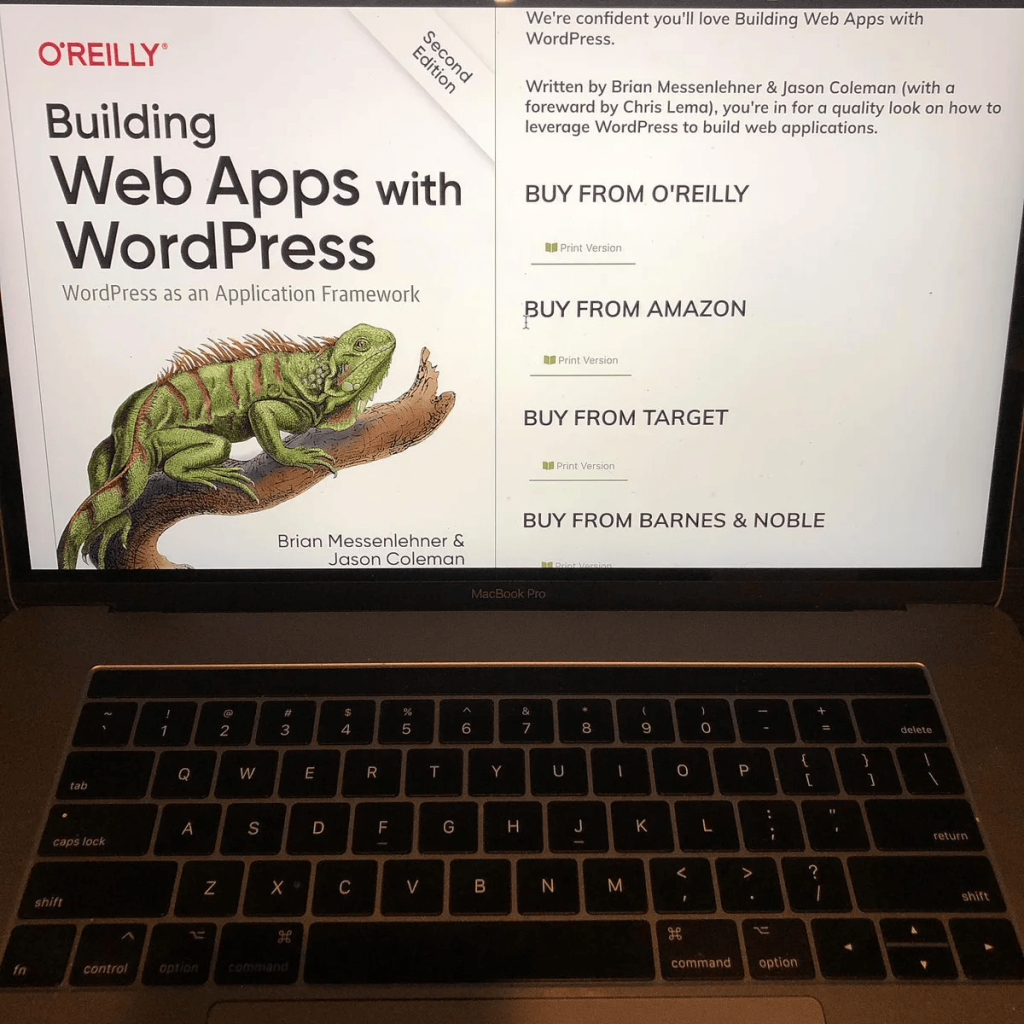Second edition buy page for Building Web Apps with WordPress