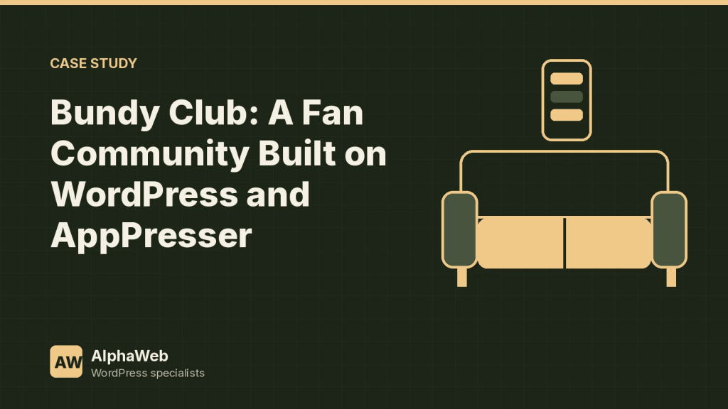 Illustration of a couch and a mobile app screen for the Bundy Club case study