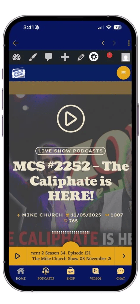 Crusade Channel Podcast app: Mike Church Show episodes are available as on-demand podcasts