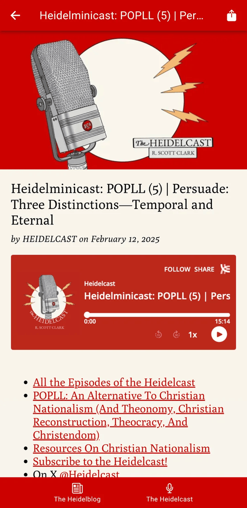 Heidelcast episodes play right inside the app with a built in audio player