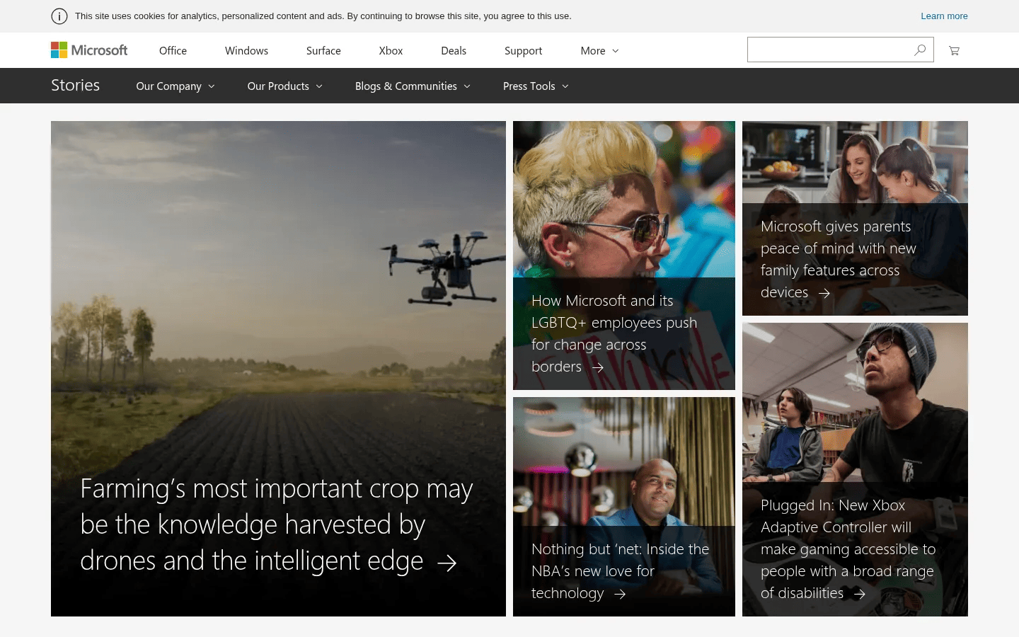 Microsoft News Center desktop view of news.microsoft.com, June 2018