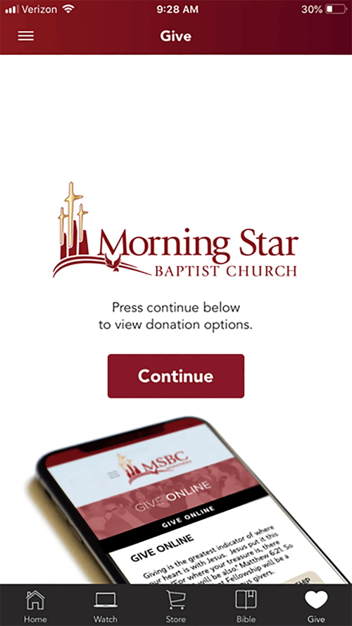 MSBC app Give screen
