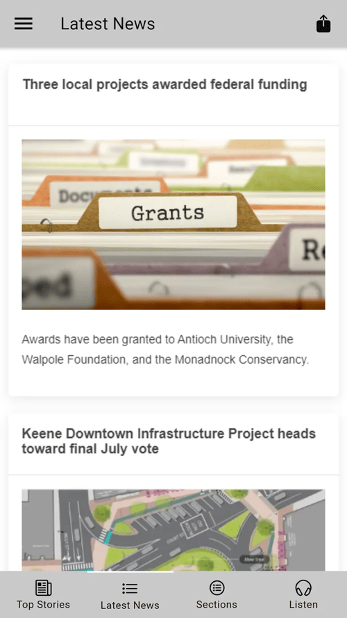 My Keene Now app: Latest News keeps a running feed of every new story