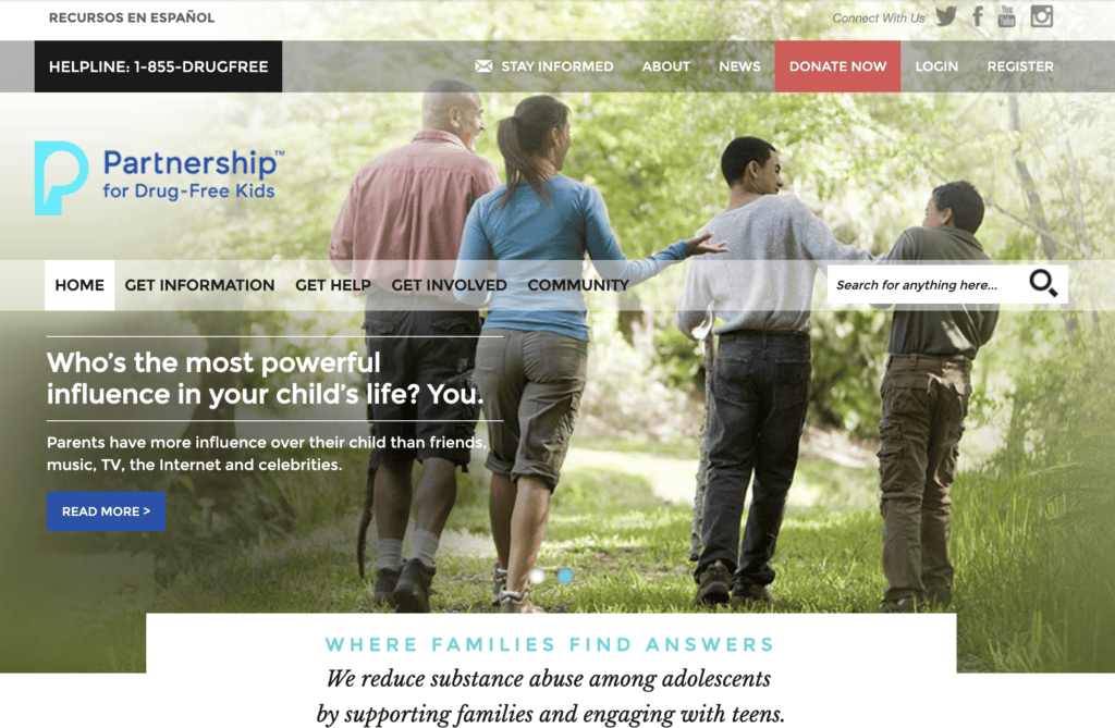 DrugFree.org website after consolidation into WordPress Multisite