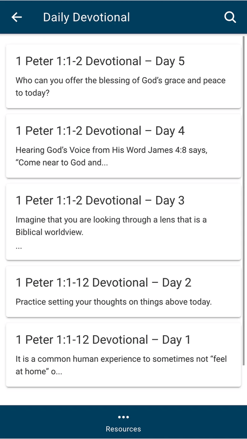 River Community app daily devotional list