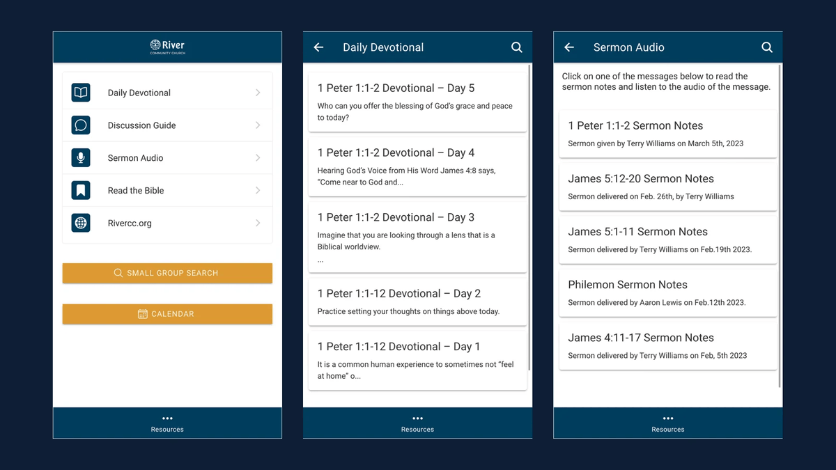 River Community Church App: Daily Devotionals and Sermon Notes