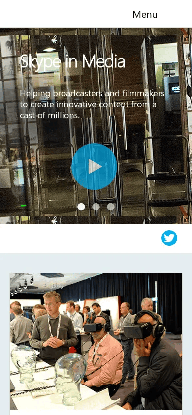 Skype in Media mobile view of media.skype.com, September 2015
