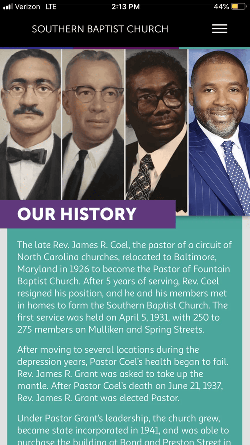 Southern Baptist Church app church history