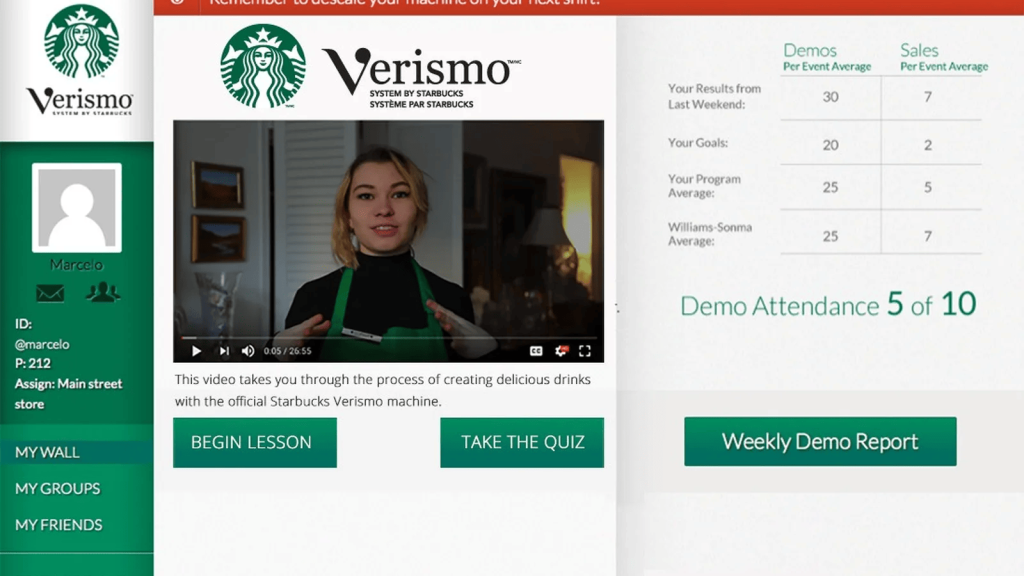 Starbucks training lesson with video and quiz
