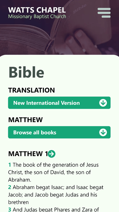 Watts Chapel app Bible reader