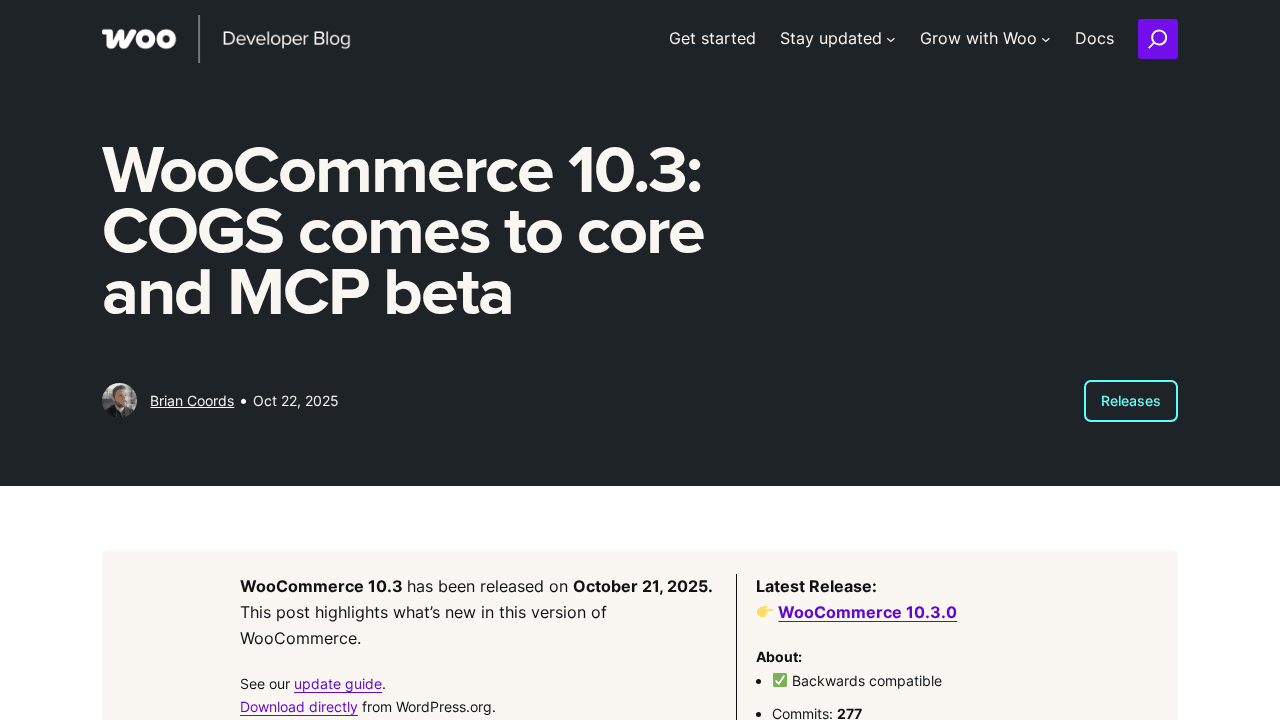 WooCommerce 10.3 Moves Cost of Goods Sold Into Core and Opens an MCP Beta