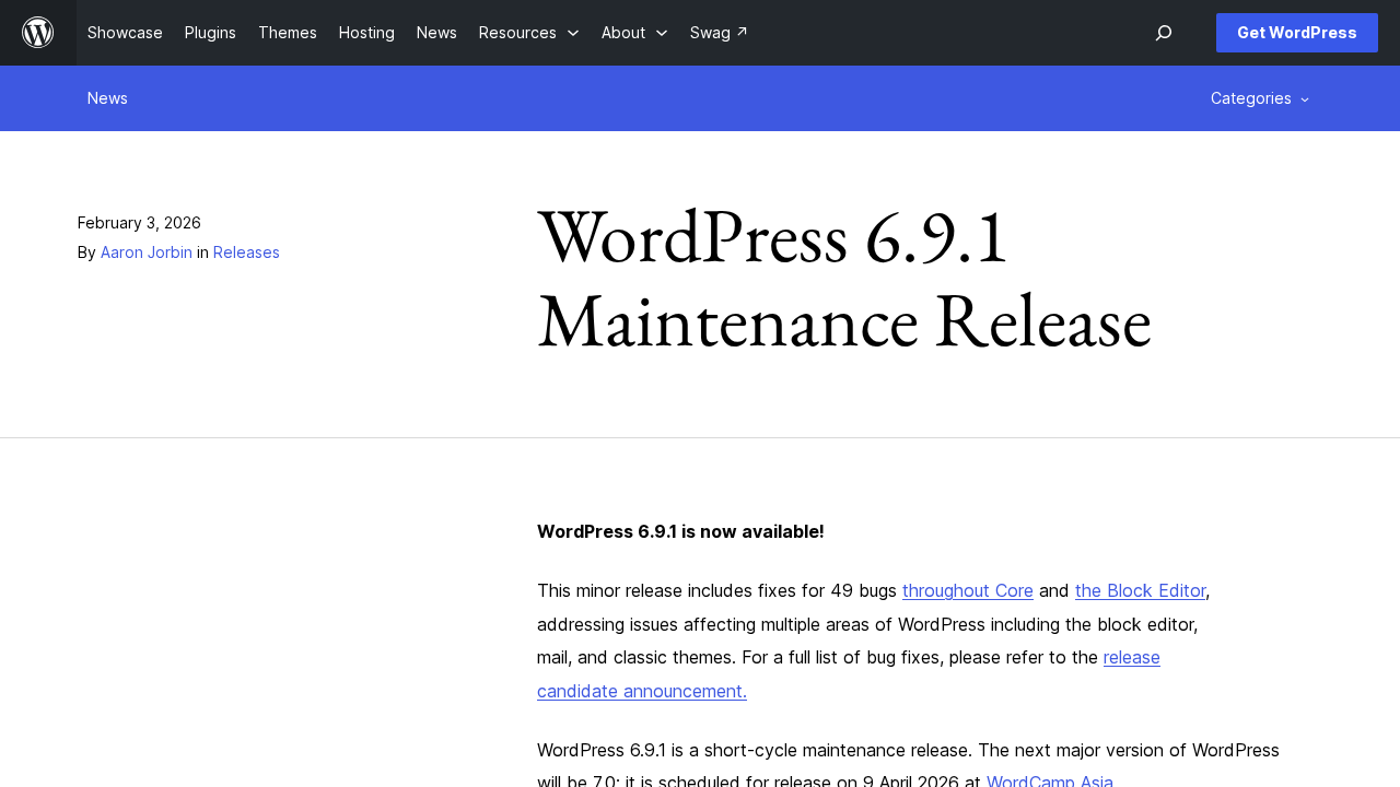 WordPress 6.9.1 Fixes Block Editor, Email Delivery and Classic Themes