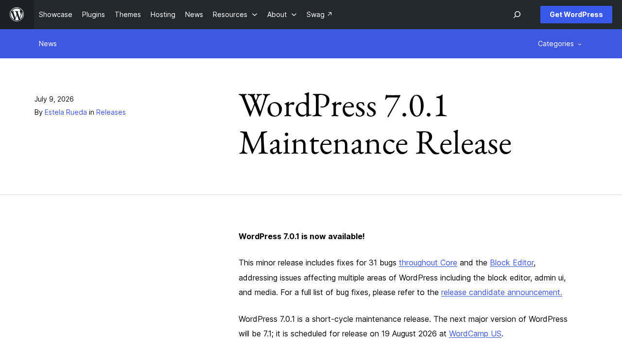 WordPress 7.0.1 Fixes the Block Editor, Admin Screens and Media