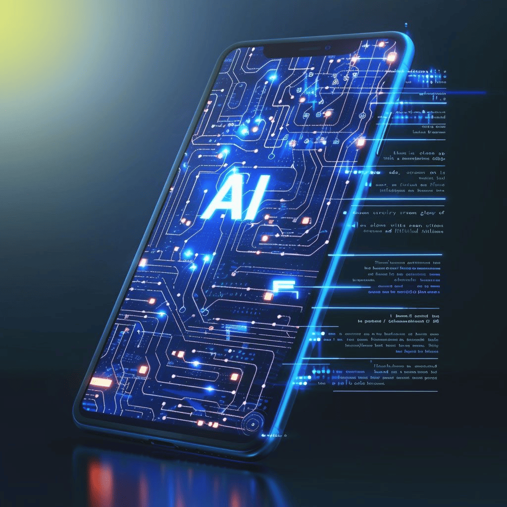Smartphone with an AI chip graphic