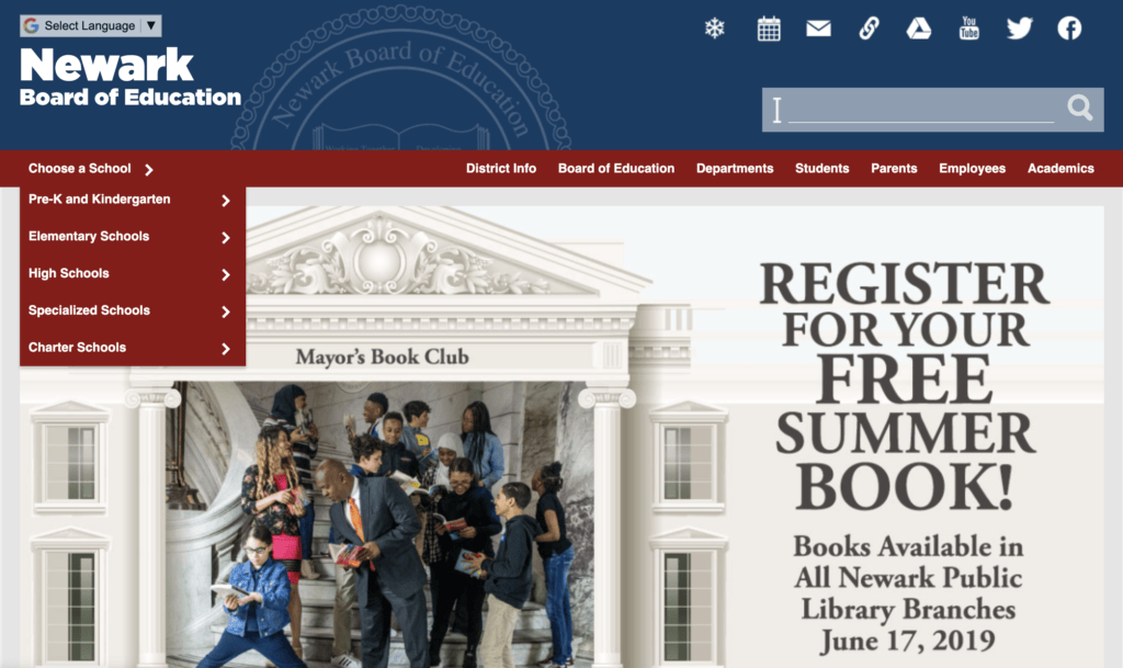 Newark Public Schools website on WordPress