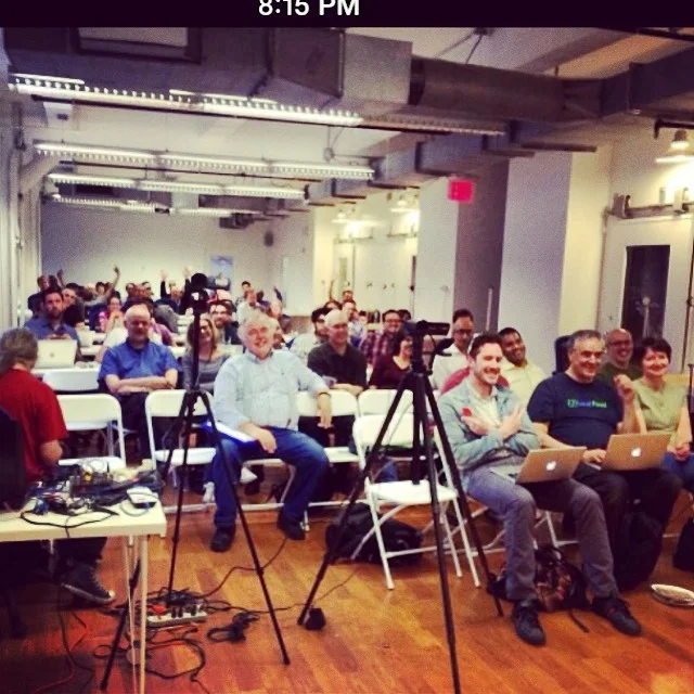 A full room at a New York City WordPress meetup during an AppPresser talk