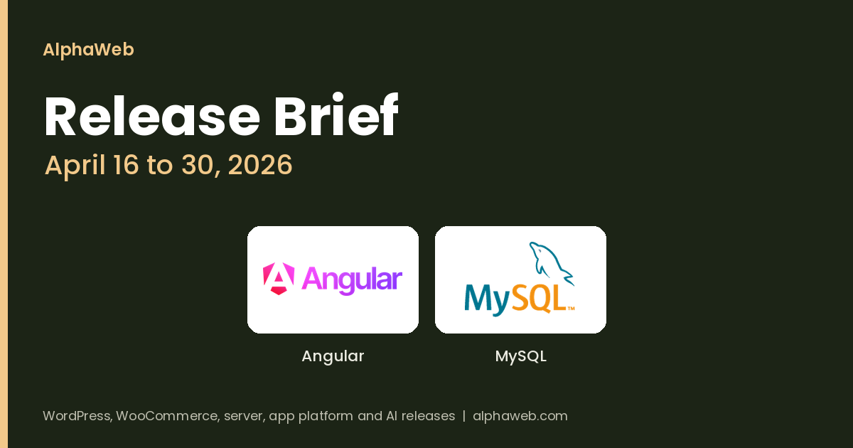 MySQL 9.7 LTS, the End of MySQL 8.0 and an Angular SSRF Fix: Release Brief, April 16 to 30, 2026