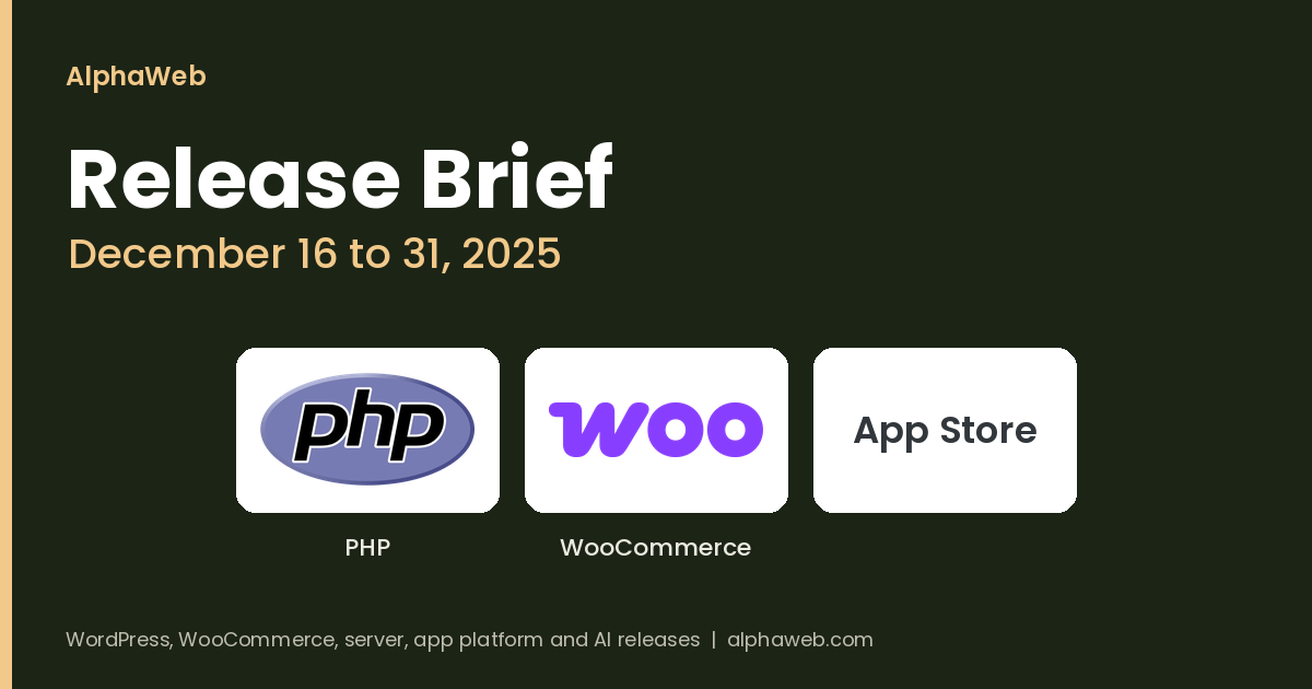 PHP 8.1 End of Life, PHP 8.5.1 Security Fixes and WooCommerce 10.4.3: Release Brief, December 16 to 31, 2025