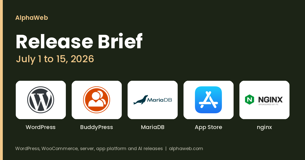 WordPress 7.0.1, BuddyPress 14.5.0 and the End of MariaDB 10.6: Release Brief, July 1 to 15, 2026