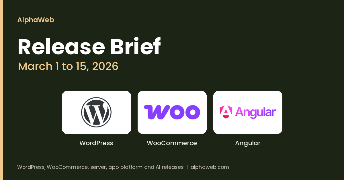 WordPress 6.9.2, 6.9.3 and 6.9.4 Security Fixes Plus WooCommerce 10.6: Release Brief, March 1 to 15, 2026