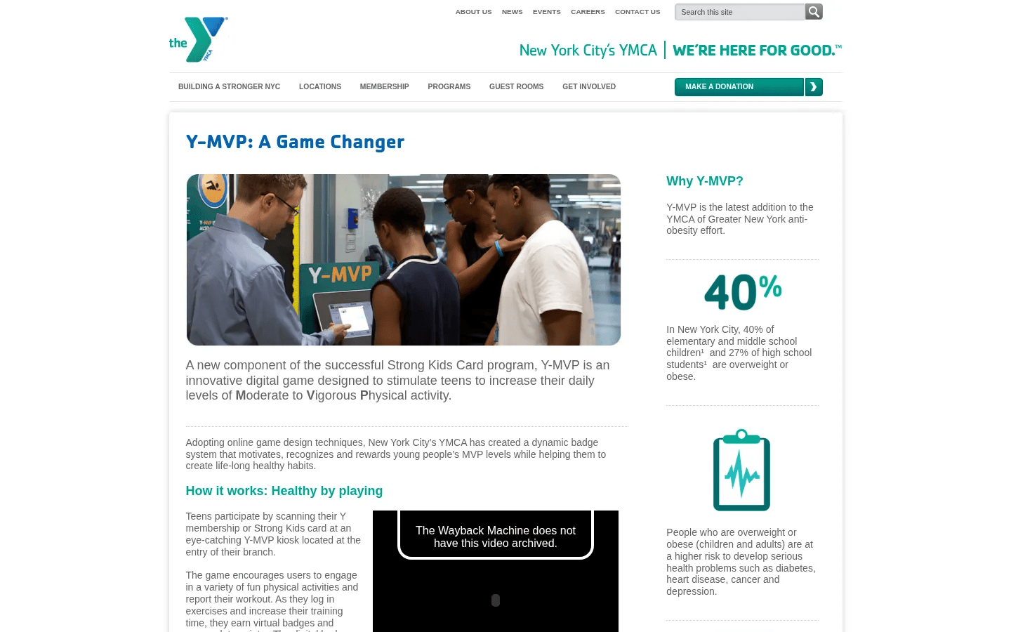 YMCA Y-MVP desktop view of ymcanyc.org/association/pages/y-mvp, March 2013